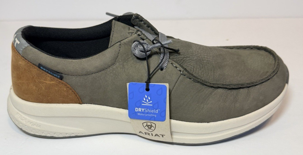 Ariat Buckeye H20 Waterproof Leather Slip-On Shoes Men’s Gray Size 8.5D Medium